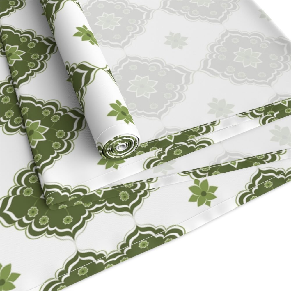 Green Moroccan Pattern Table Runners for Living Room - Image 3