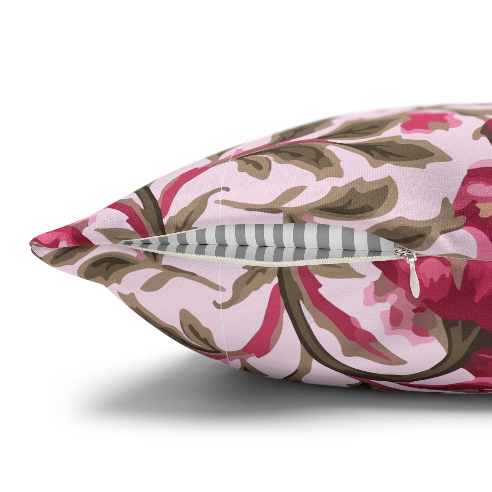 Elegant Green and Pink Floral Print Polyester Euro Pillow Covers - Image 2