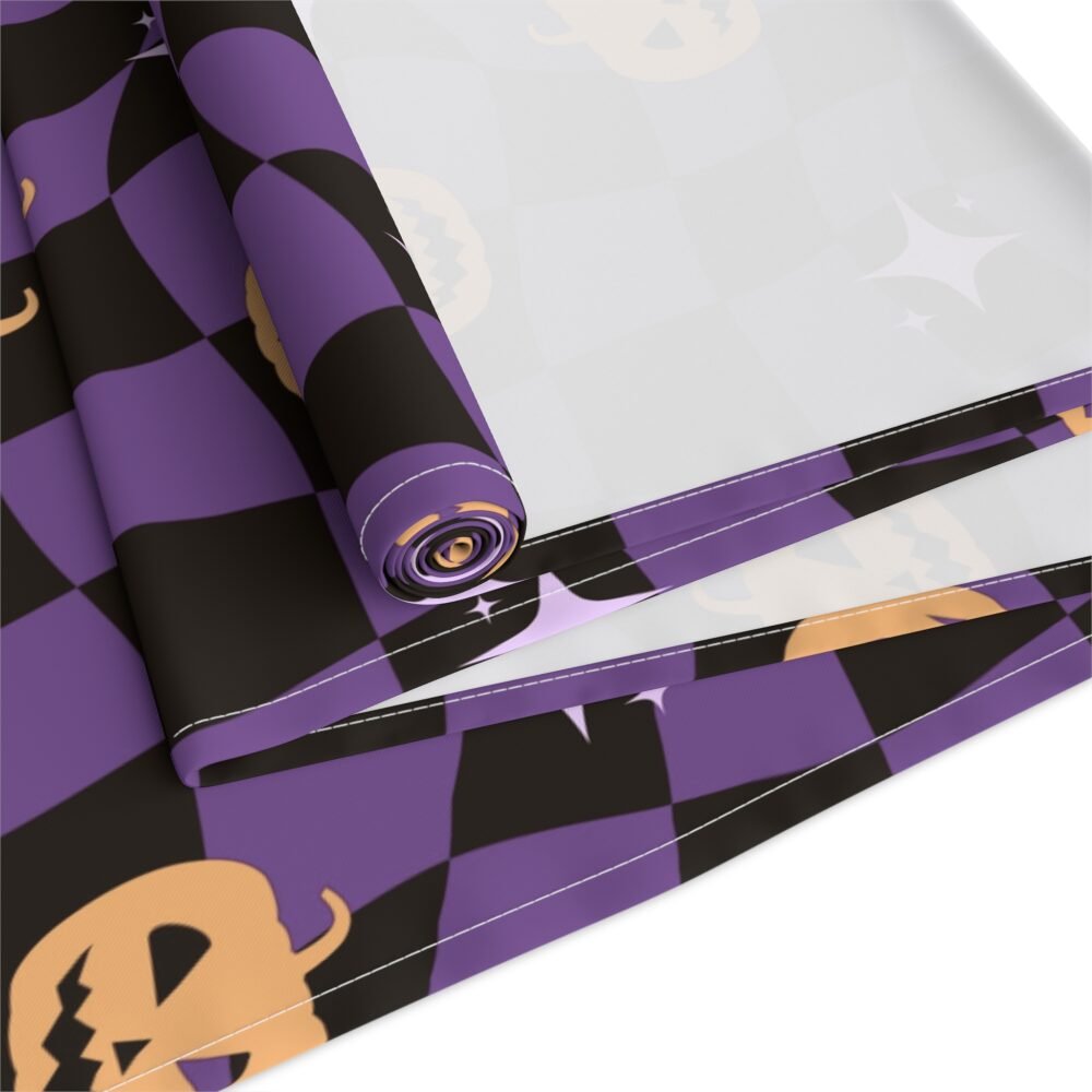 Black n Purple Halloween Distorted Checkered Table Runners - Image 9