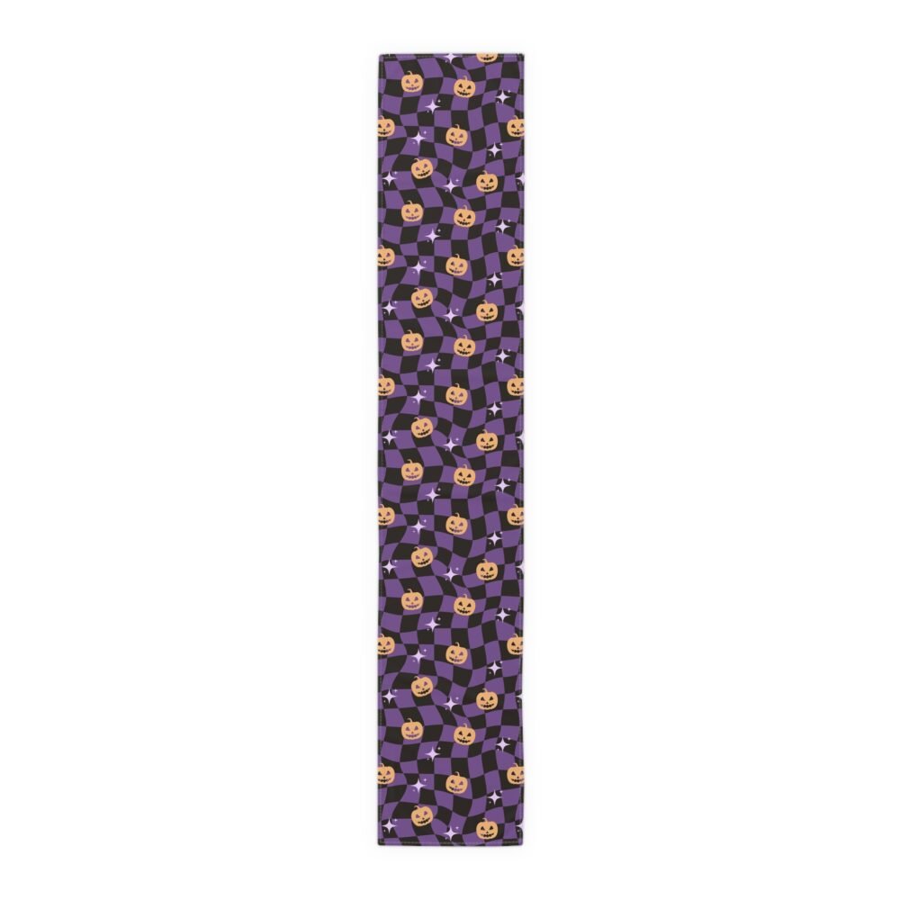 Black n Purple Halloween Distorted Checkered Table Runners - Image 12