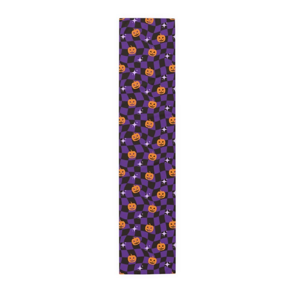 Black n Purple Halloween Distorted Checkered Table Runners - Image 2