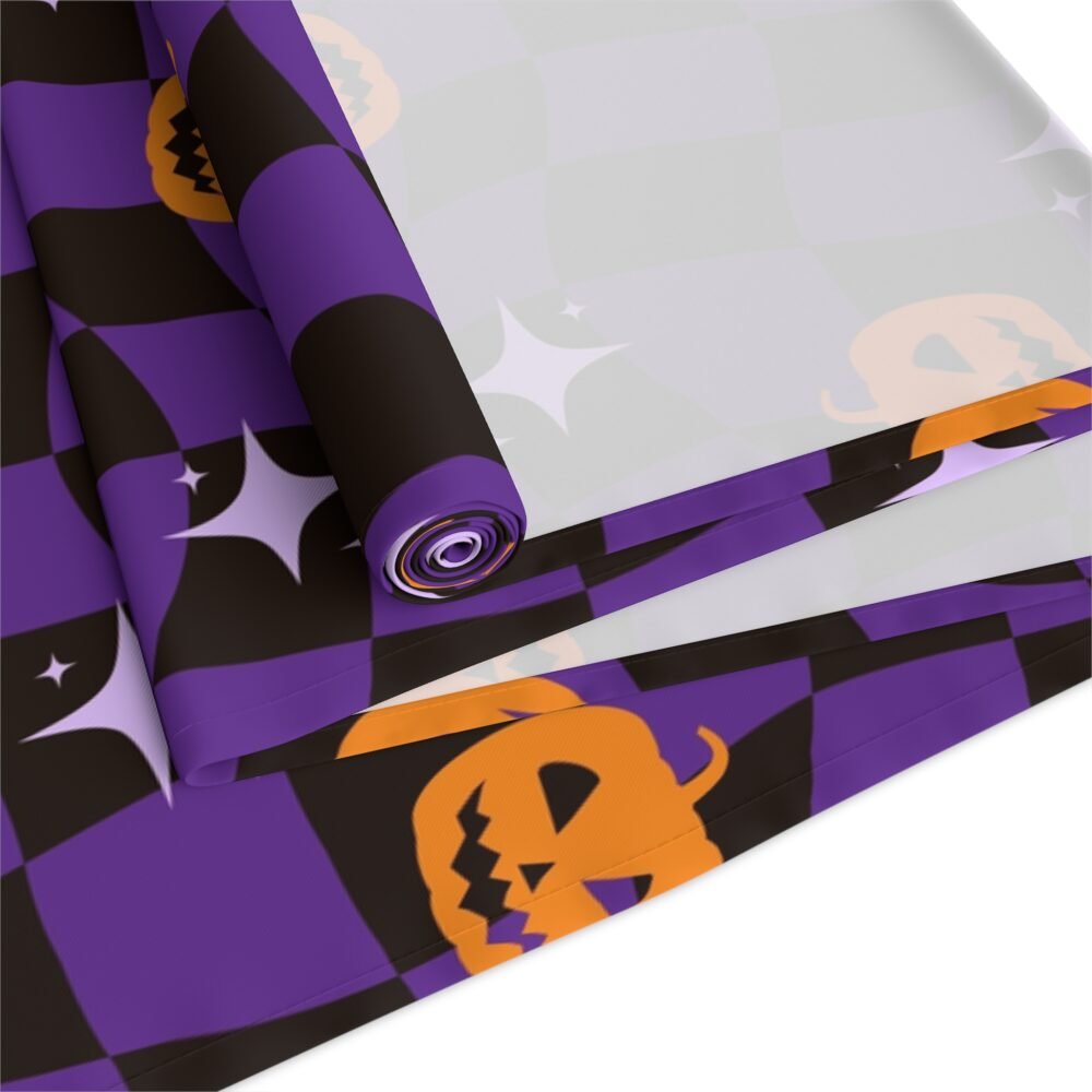 Black n Purple Halloween Distorted Checkered Table Runners - Image 19