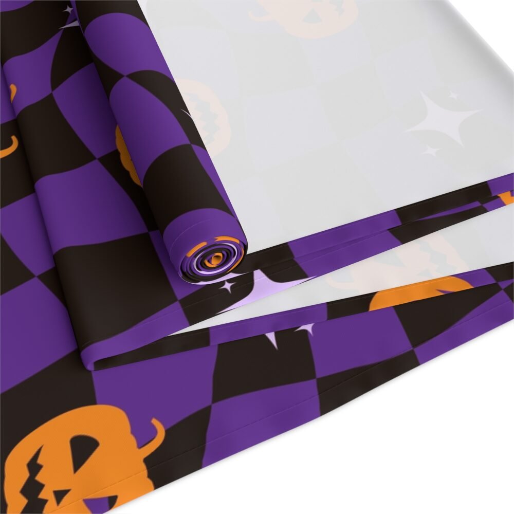 Black n Purple Halloween Distorted Checkered Table Runners - Image 4