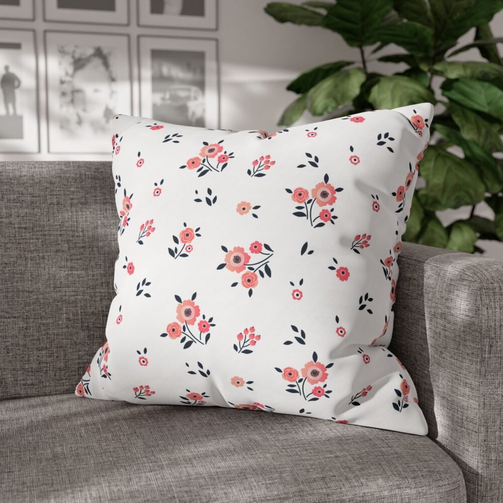 Cute Pink Floral Euro Pillow Covers with Zipper - Image 4