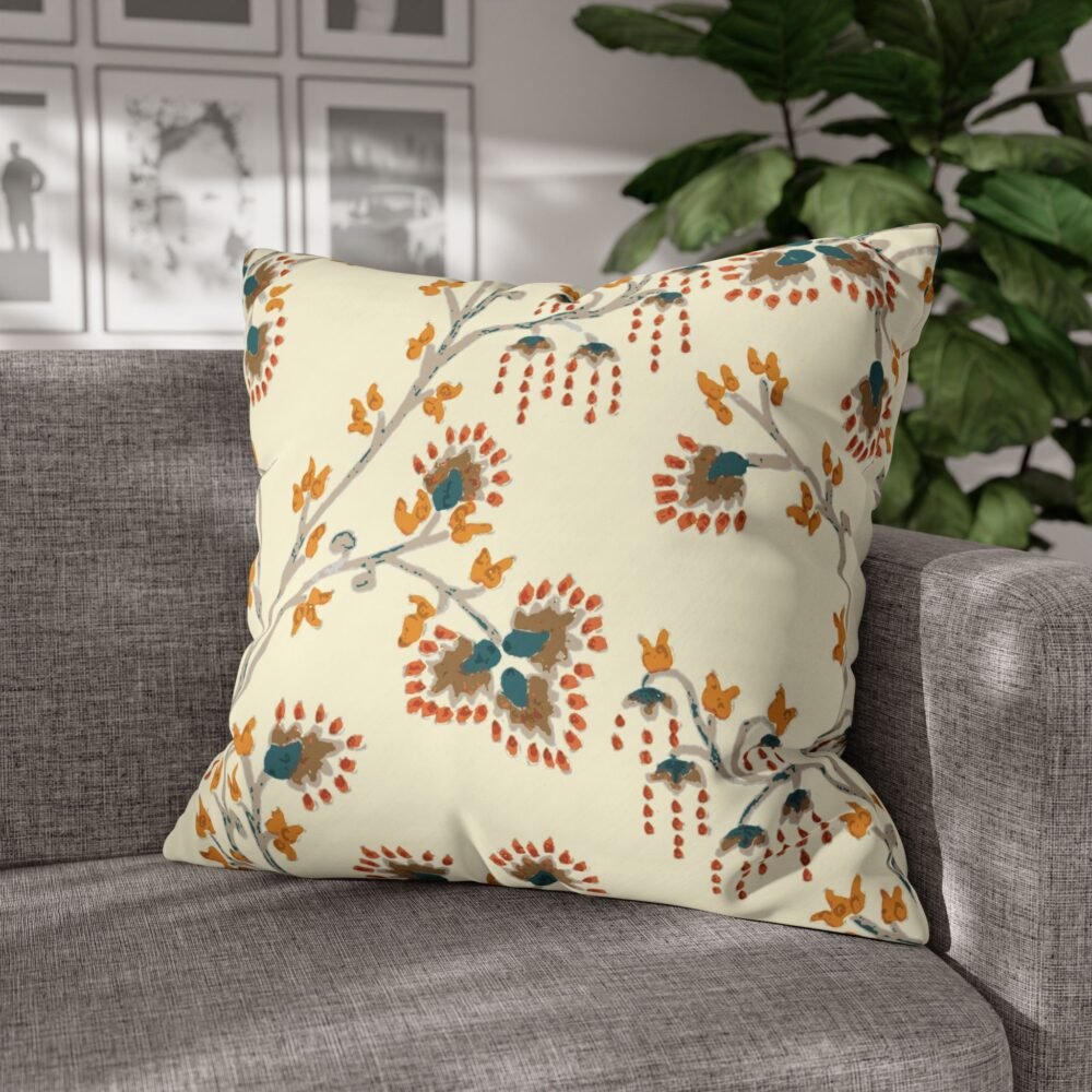 Ajrakh Shirting Design Block Print on White Euro Pillow Covers - Image 4