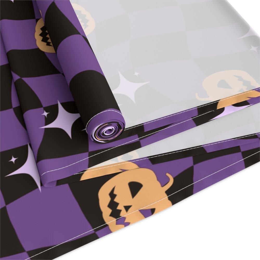 Black n Purple Halloween Distorted Checkered Table Runners - Image 14