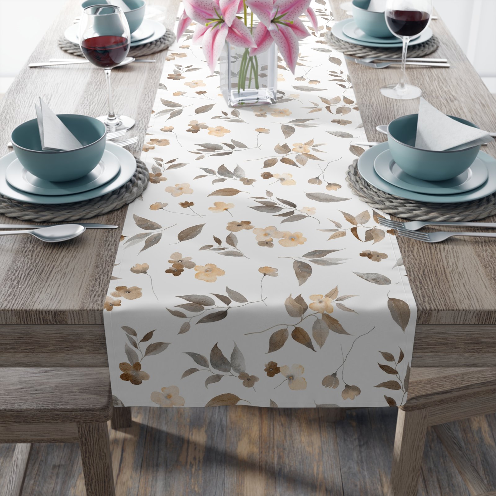 Beautiful Watercolor Floral Fall Table Runners for Living Room - Image 5