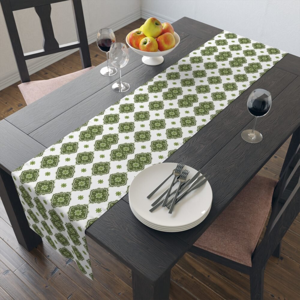 Green Moroccan Pattern Table Runners for Living Room - Image 8