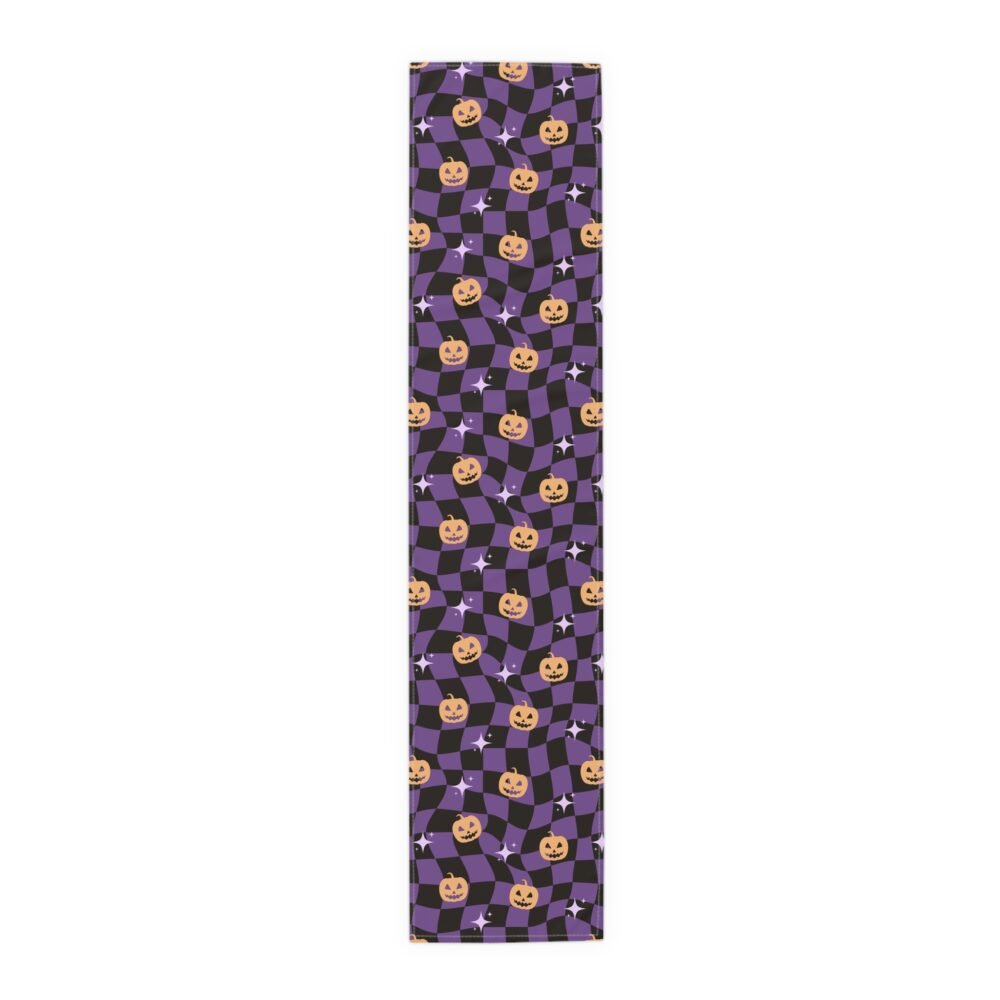Black n Purple Halloween Distorted Checkered Table Runners - Image 7