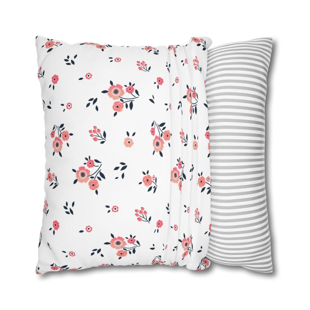 Cute Pink Floral Euro Pillow Covers with Zipper - Image 2