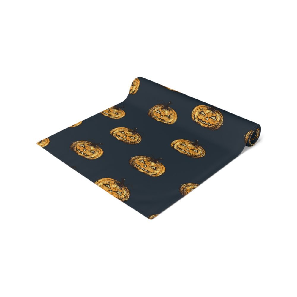 Halloween Pumpkin Print on Dark Blue Table Runners - Image 3