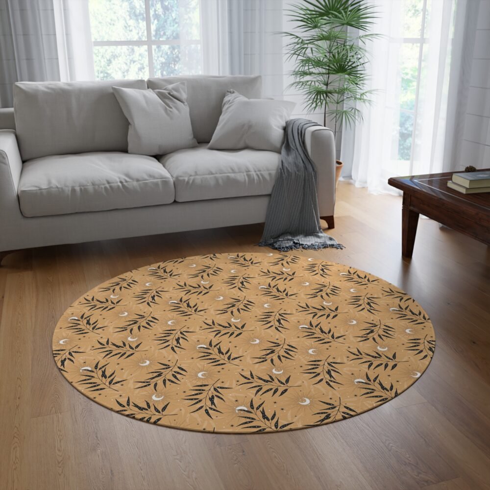 Brown Moon Stars Round Rug - Image 4