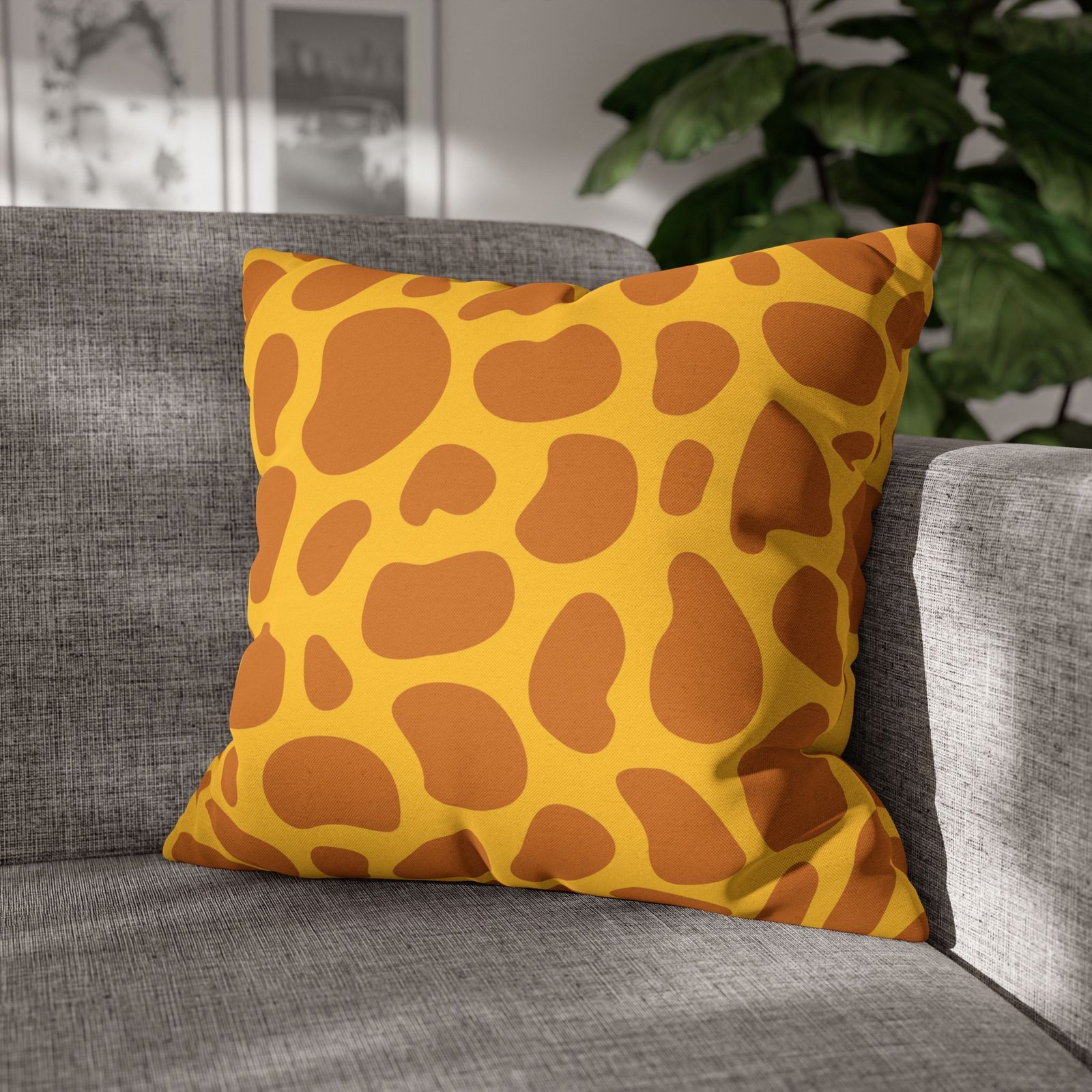 Modern Brown & Yellow Giraffe Patterned Throw Pillow Covers for Trendy Living Spaces - Image 4