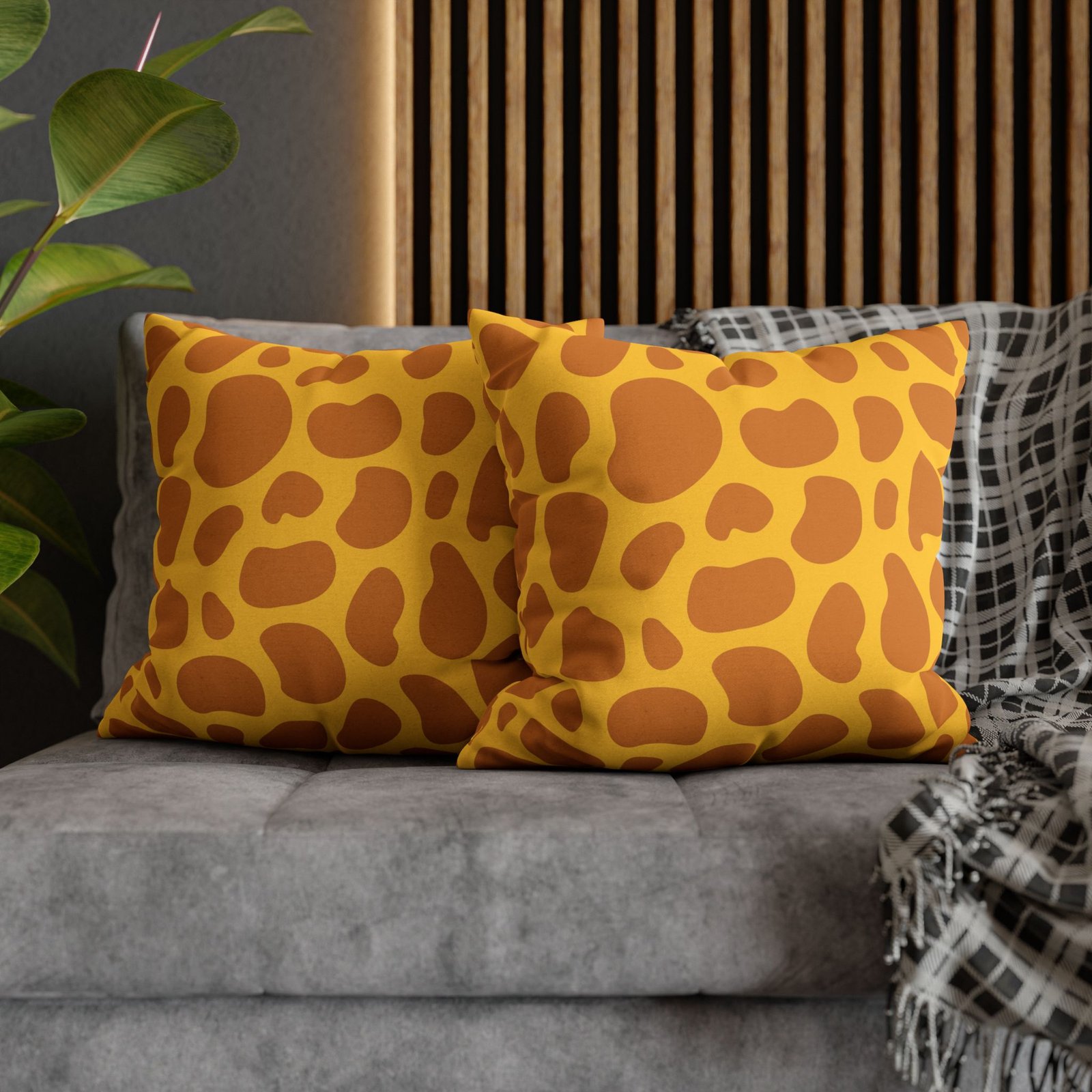 Modern Brown & Yellow Giraffe Patterned Throw Pillow Covers for Trendy Living Spaces - Image 5