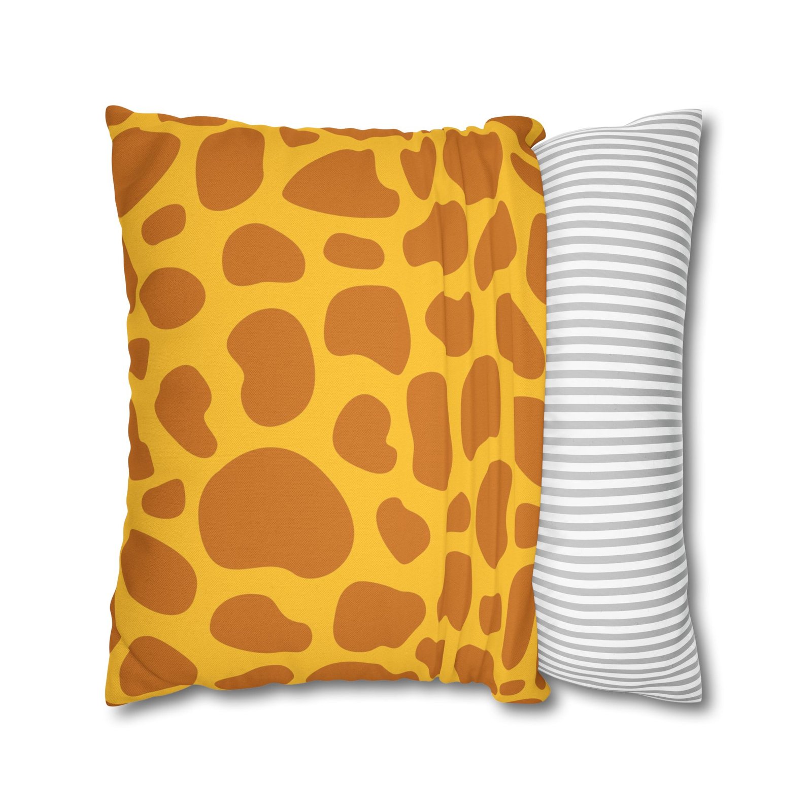 Modern Brown & Yellow Giraffe Patterned Throw Pillow Covers for Trendy Living Spaces - Image 2