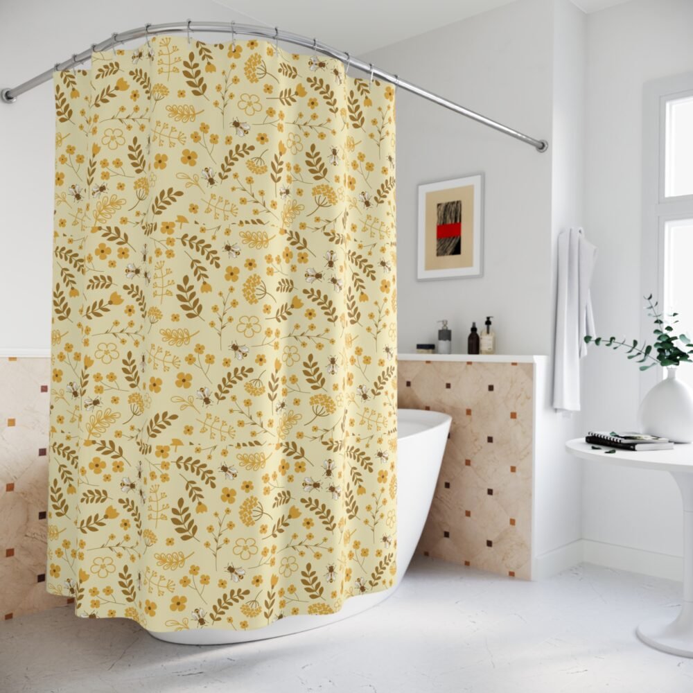Copy of Botanical Leaf Shower Curtain - Nature-Inspired Bathroom Decor, Greenery Design, White Fabric Curtain for Spa Vibe, Gift for Home - Image 4