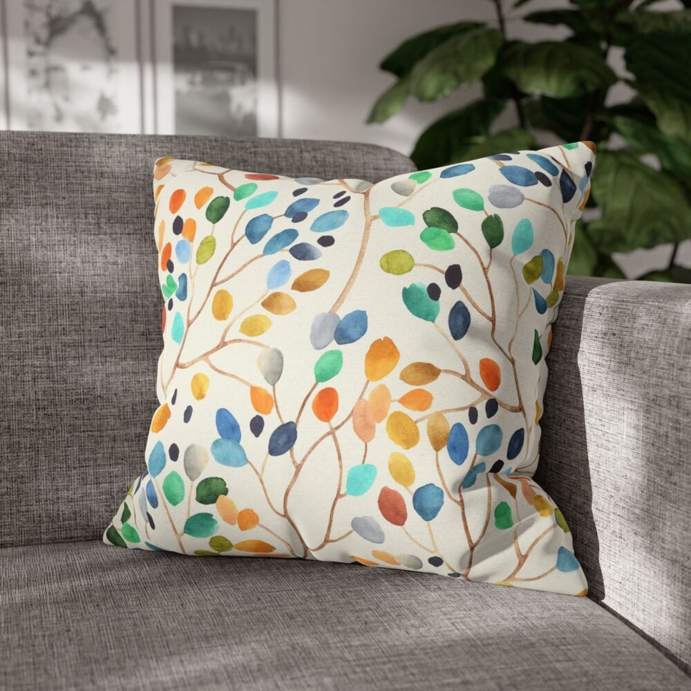 Abstract Colorful Leaves Spots on Ivory Throw Pillow Covers - Image 4