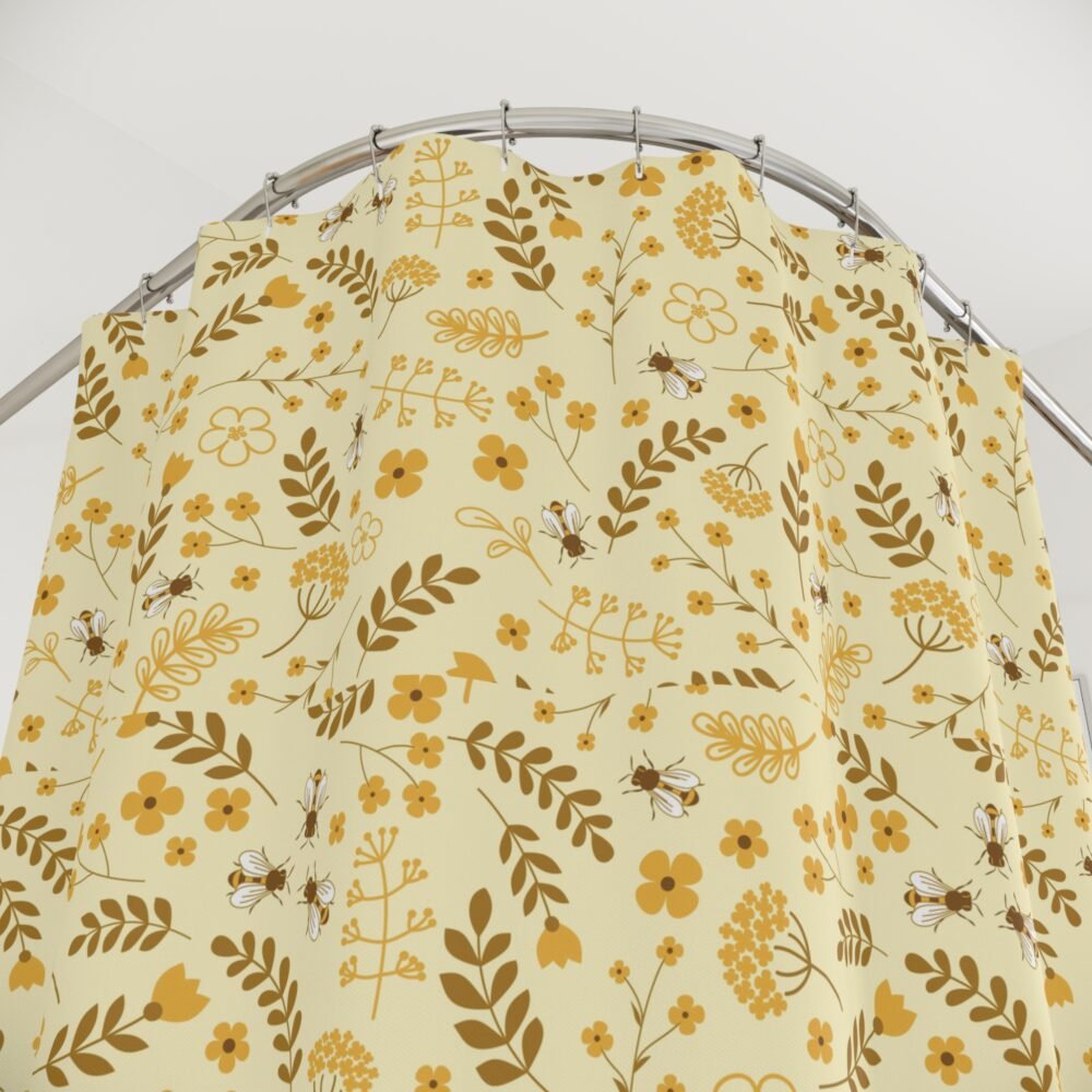 Copy of Botanical Leaf Shower Curtain - Nature-Inspired Bathroom Decor, Greenery Design, White Fabric Curtain for Spa Vibe, Gift for Home - Image 2
